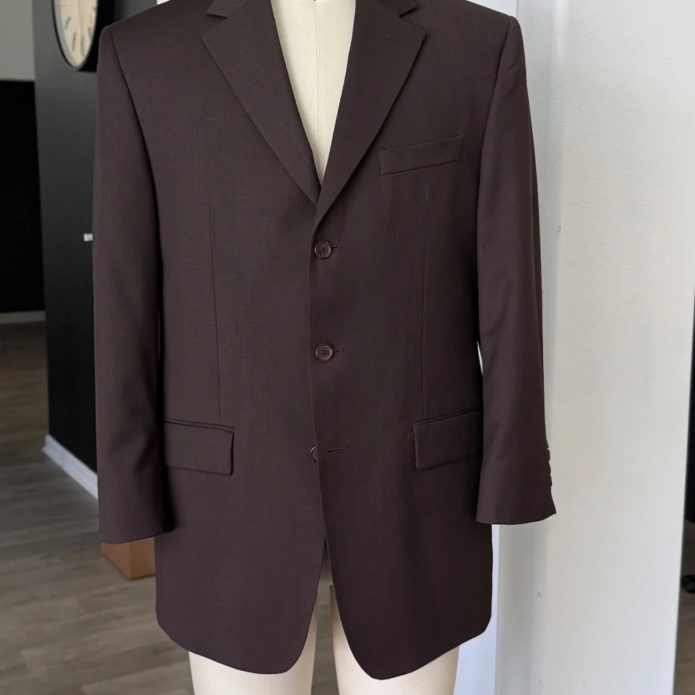 MICHAEL KORS Mens‎ Blazer 39R brown WOOL Sport Coat 3 Button Jacket